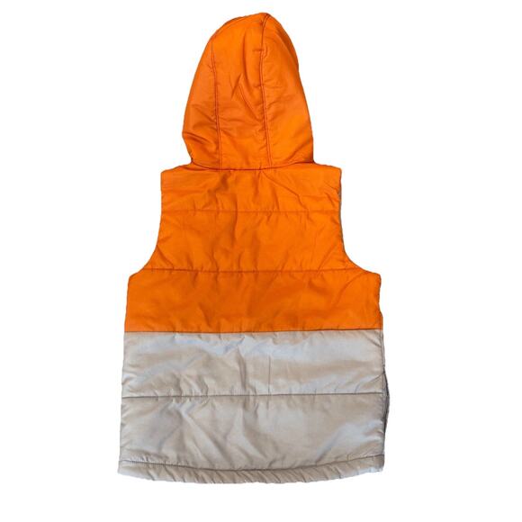 Disney Jumping Beans Vest Kids Large Orange Gray Polyester Hooded Full Zipper - Picture 7 of 7